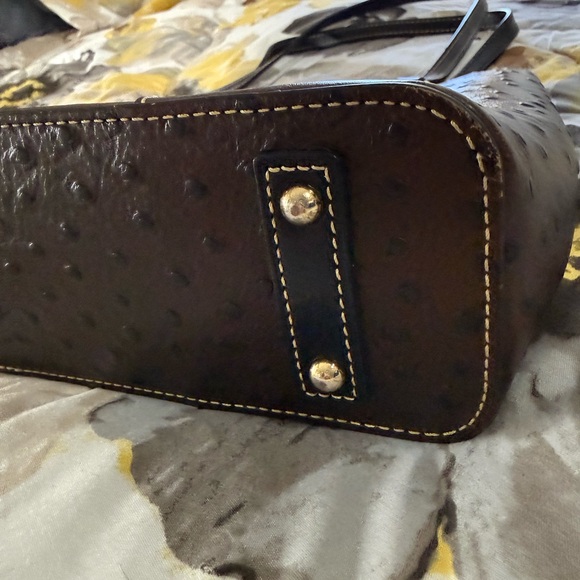 Dooney & Bourke Dark Brown Ostrich Leather Shoulder Bag - Picture 8 of 16